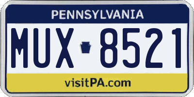 PA license plate MUX8521