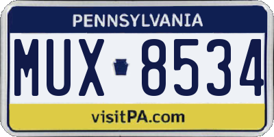 PA license plate MUX8534