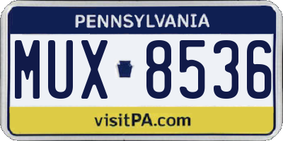PA license plate MUX8536