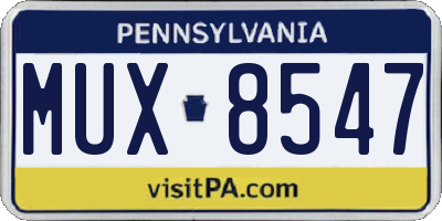 PA license plate MUX8547