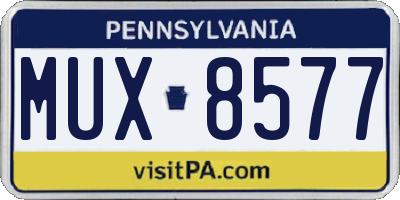 PA license plate MUX8577