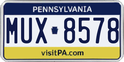 PA license plate MUX8578