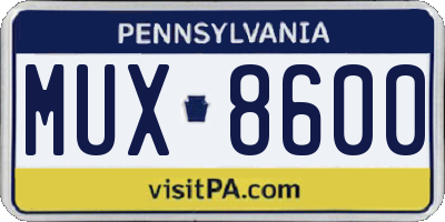 PA license plate MUX8600