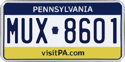 PA license plate MUX8601