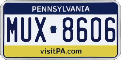 PA license plate MUX8606