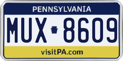 PA license plate MUX8609