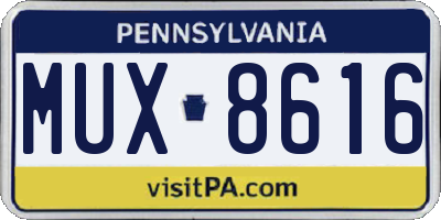 PA license plate MUX8616