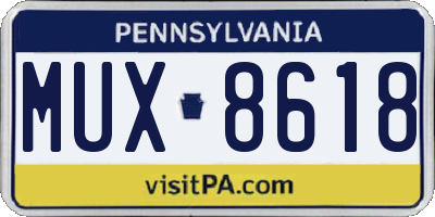 PA license plate MUX8618