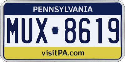 PA license plate MUX8619