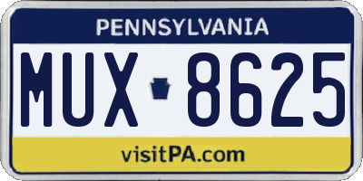 PA license plate MUX8625