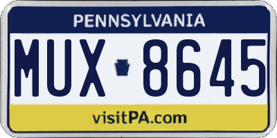 PA license plate MUX8645