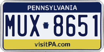 PA license plate MUX8651
