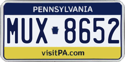 PA license plate MUX8652