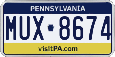 PA license plate MUX8674
