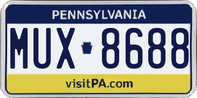 PA license plate MUX8688
