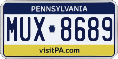PA license plate MUX8689