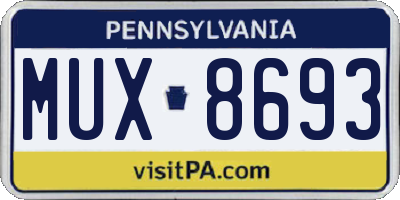 PA license plate MUX8693