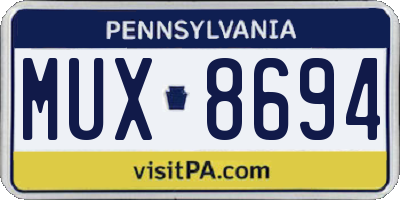 PA license plate MUX8694