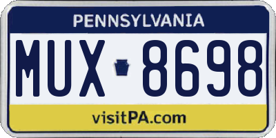 PA license plate MUX8698