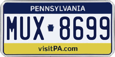 PA license plate MUX8699