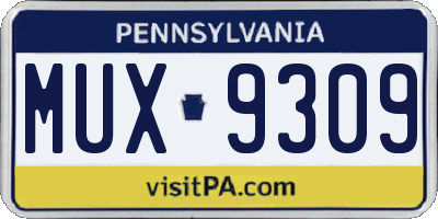 PA license plate MUX9309