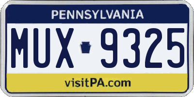 PA license plate MUX9325
