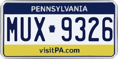 PA license plate MUX9326
