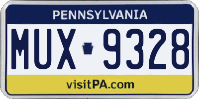 PA license plate MUX9328