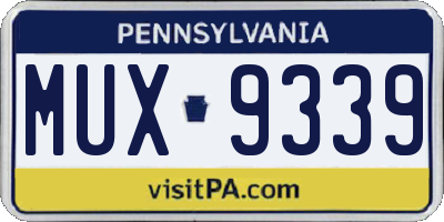 PA license plate MUX9339