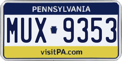PA license plate MUX9353