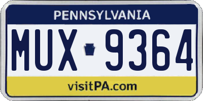PA license plate MUX9364