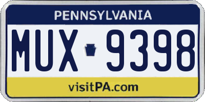 PA license plate MUX9398