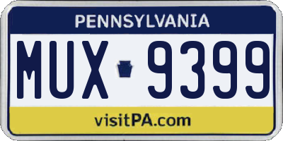 PA license plate MUX9399