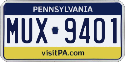 PA license plate MUX9401