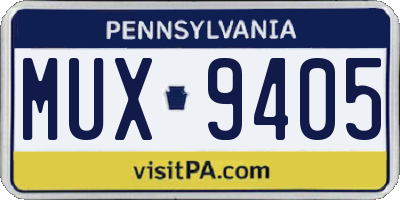 PA license plate MUX9405