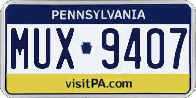 PA license plate MUX9407