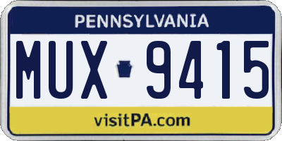 PA license plate MUX9415
