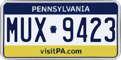 PA license plate MUX9423