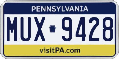 PA license plate MUX9428