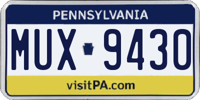 PA license plate MUX9430