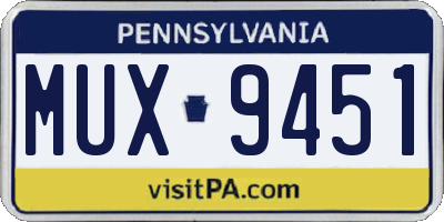 PA license plate MUX9451