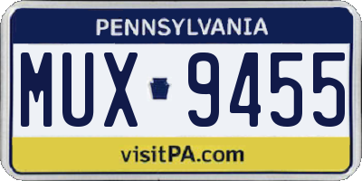 PA license plate MUX9455