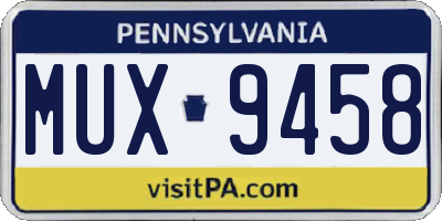 PA license plate MUX9458