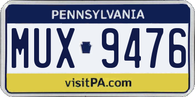 PA license plate MUX9476