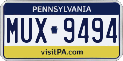 PA license plate MUX9494
