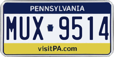 PA license plate MUX9514