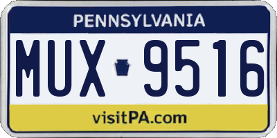 PA license plate MUX9516