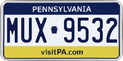PA license plate MUX9532