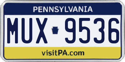 PA license plate MUX9536