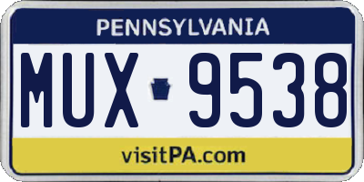 PA license plate MUX9538